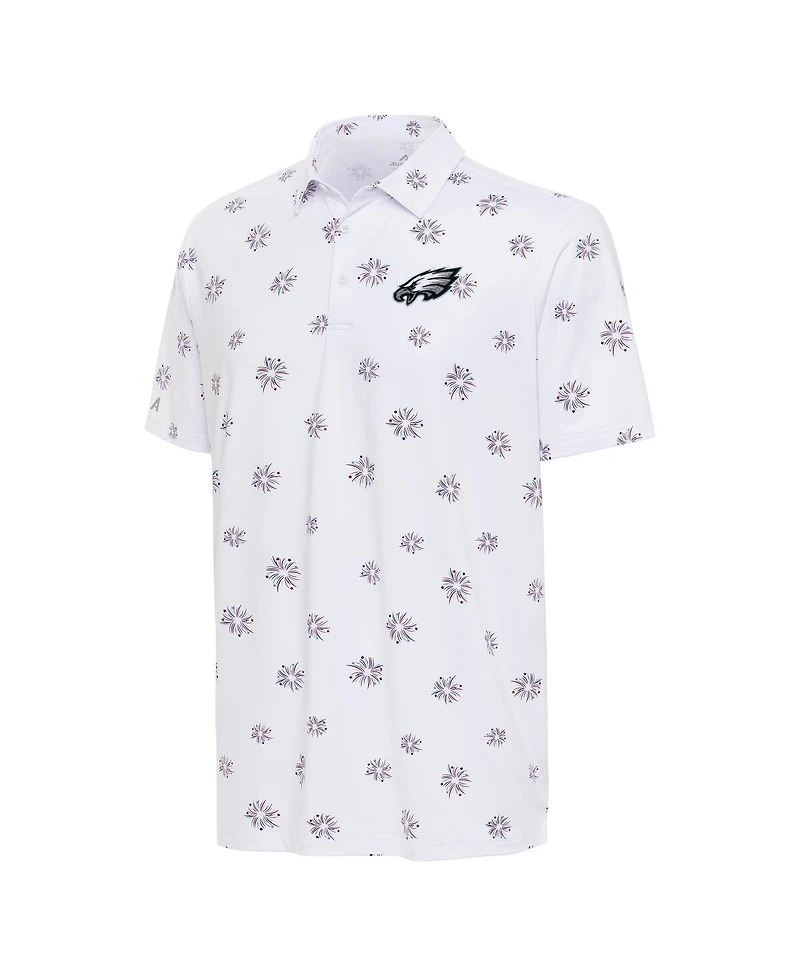 Antigua Men's White Philadelphia Eagles Fireworks Polo