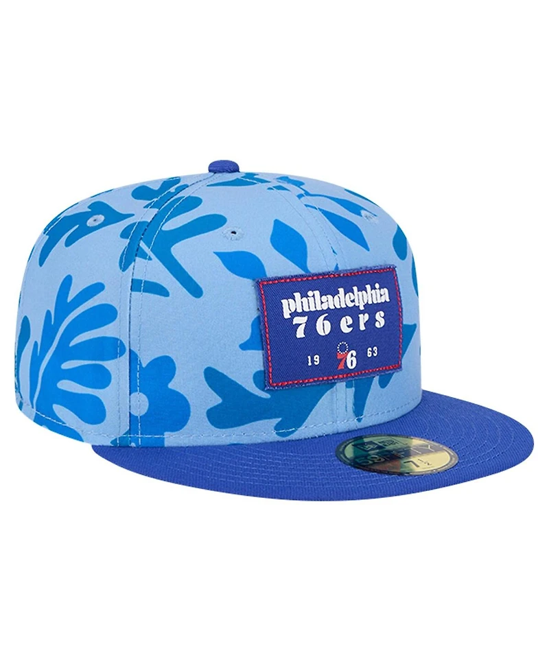New Era Men's Royal Philadelphia 76ers Palm Fronds 2-Tone 59FIFTY Fitted Hat