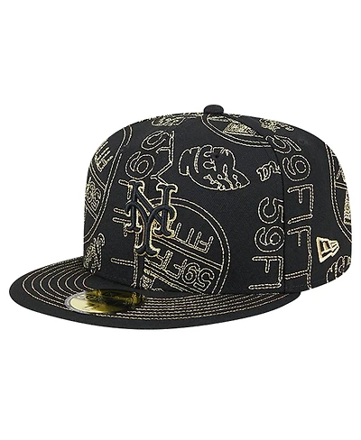 New Era Men's Black York Mets 59FIFTY Day Allover Fitted Hat
