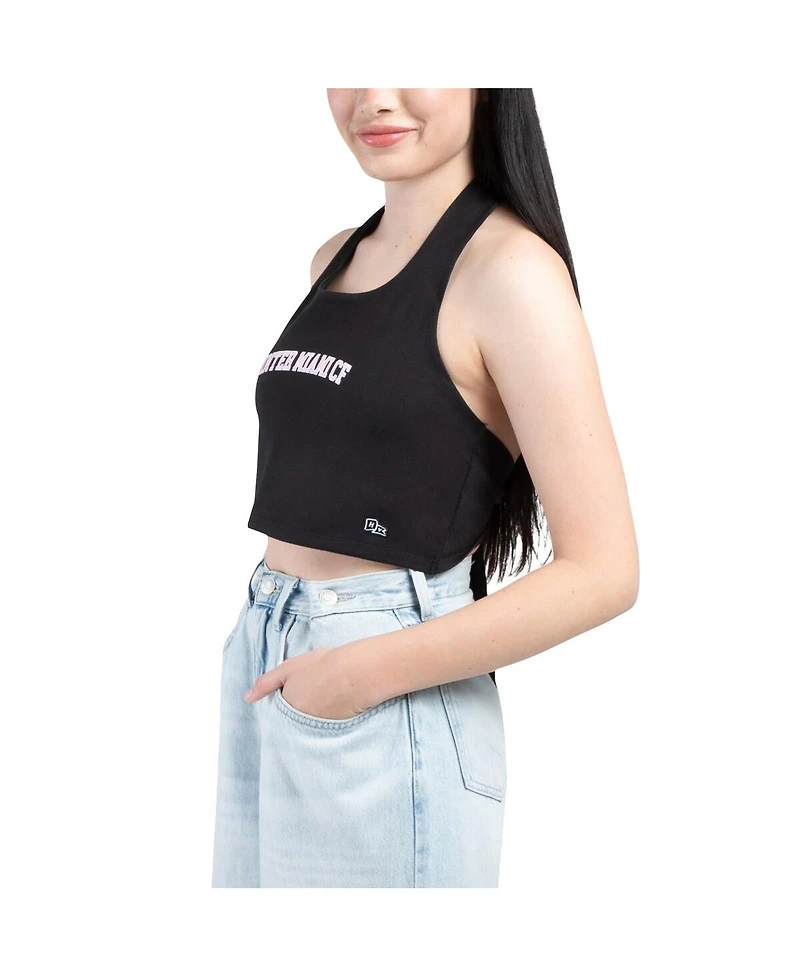 Hype and Vice Women's Black Inter Miami Cf Tailgate Halter Cropped Top