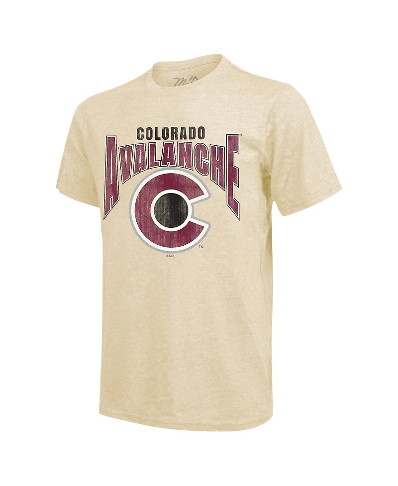 Majestic Threads Men's Nathan MacKinnon Cream Colorado Avalanche Dynasty Name Number Tri-Blend T-Shirt