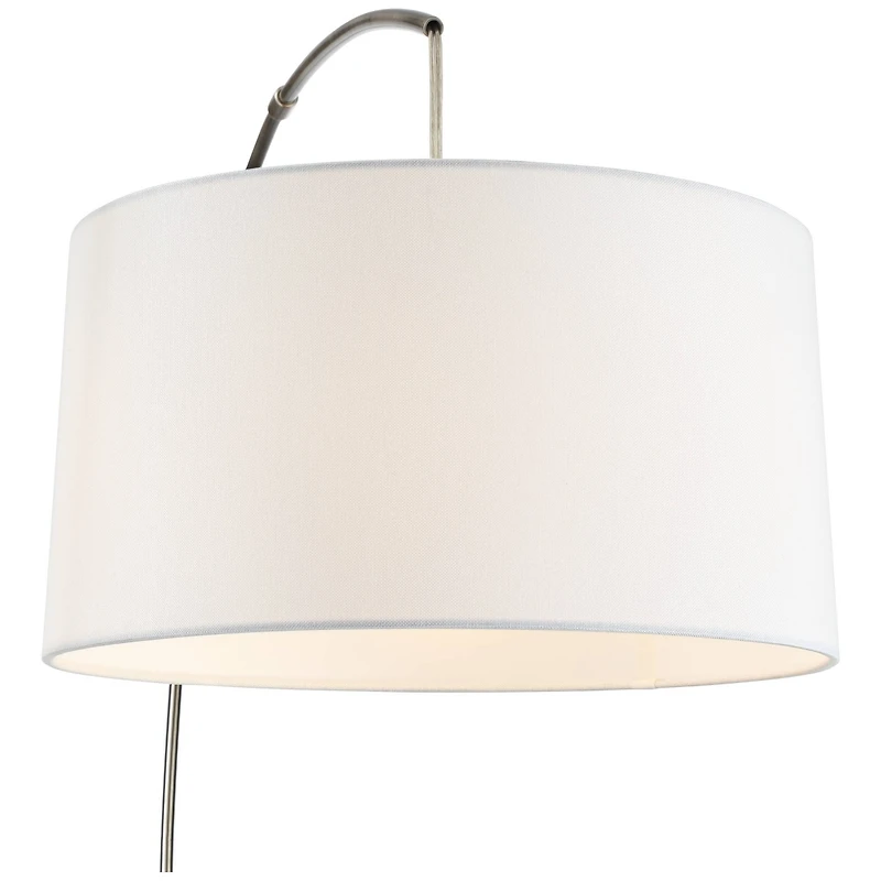 360 Lighting Modern Arc Floor Lamp with Usb Charging Port 72" Tall Brushed Nickel White Drum Shade for Living Room Reading House