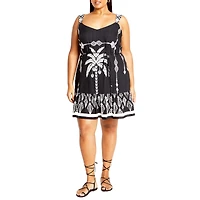 City Chic Plus Peta Border Print Dress