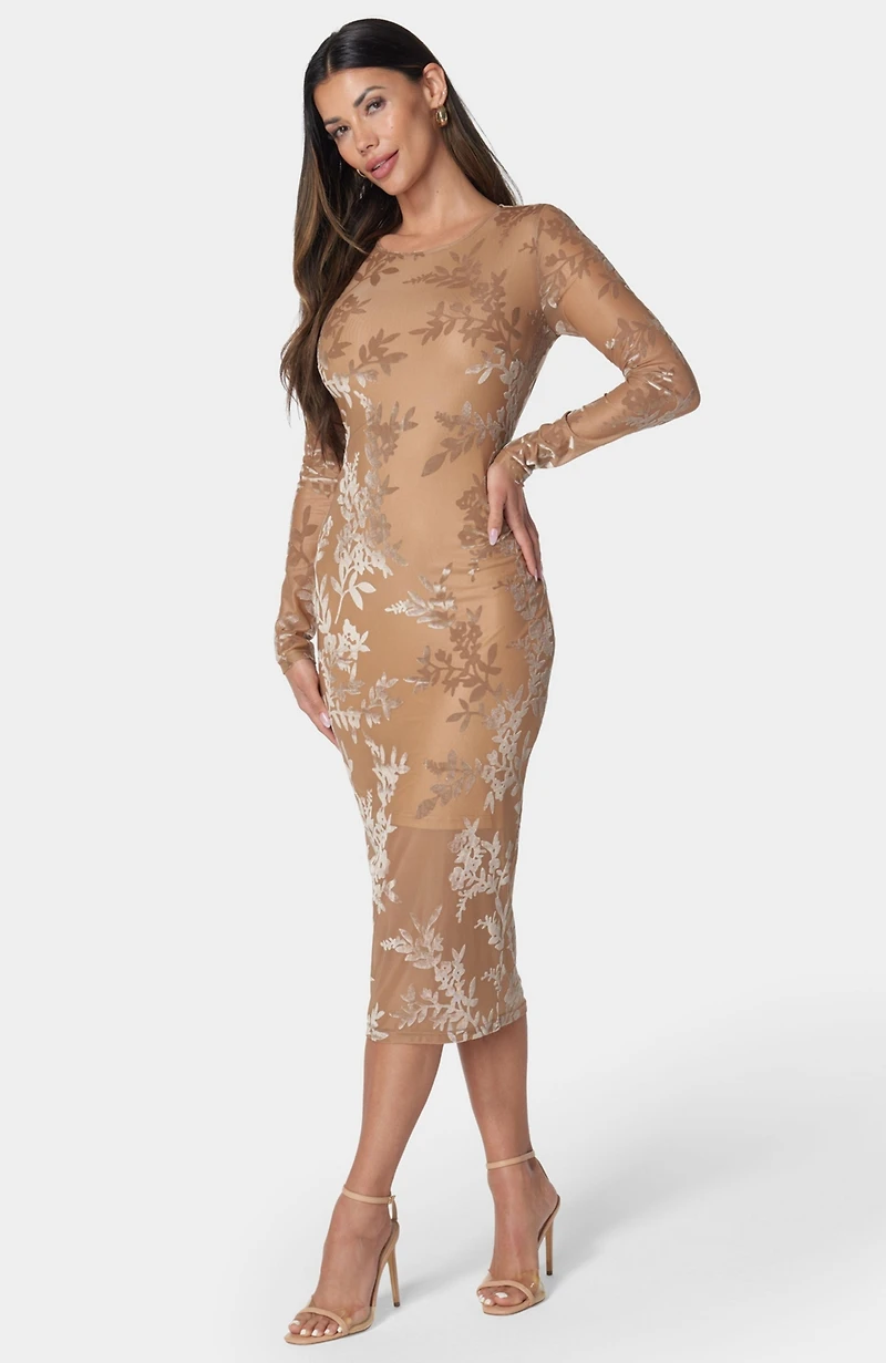 bebe Women's Burnout Midi Dress