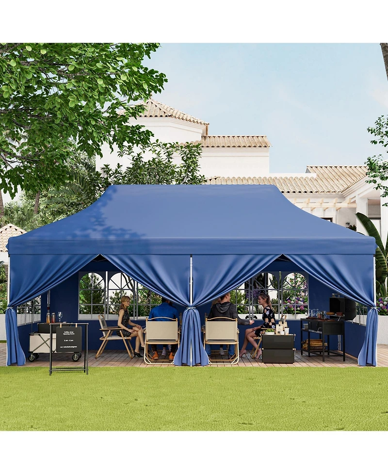 Slickblue 10 x 20 Ft Pop up Canopy with 6 Sidewalls and Windows Carrying Bag for Party Wedding Picnic