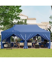 Slickblue 10 x 20 Ft Pop up Canopy with 6 Sidewalls and Windows Carrying Bag for Party Wedding Picnic
