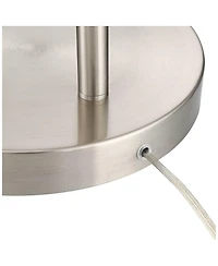360 Lighting Cora Modern Arc Floor Lamp Standing 72" Tall Brushed Nickel Metal White Linen Drum Shade for Living Room Reading Bedroom Office Hous