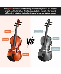 Yescom Solid Wood Violin 4/4 Full Set Fiddle Beginner Violin Full Size with Case Shoulder Rest for Student Adults