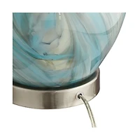 360 Lighting Cirrus Modern Style Accent Table Lamp 22" High Blue Gray Glazed Art Glass Off White Drum Shade Decor for Living Room Bedroom House Bedsid