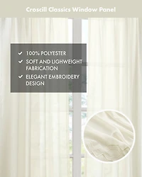 Croscill Classics Cornelli Embroidery Semi-Sheer Single Curtain Panel, 52"W x 96"L
