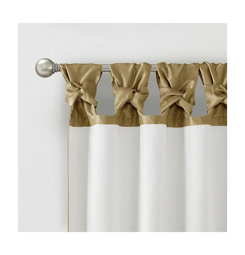 Madison Park Emilia Twist Tab Lined Window Curtain Panel, Single Curtain with Privacy Lining for Bedroom and Living Room