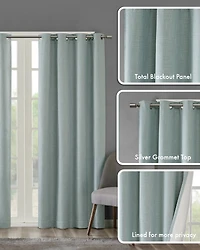 Maya Heathered Blackout Curtain 1 Panel for bedroom, Grommet top fit up to 1.25 inches rod Single Curtain Panel for Living Room, Width 50 length 54 in