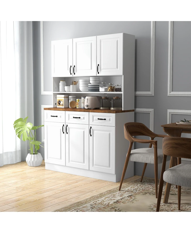 Homcom 71" Kitchen Pantry, Farmhouse Storage Cabinet with Drawers,