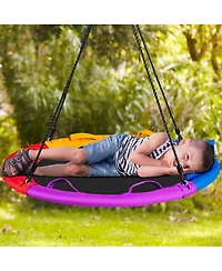 Costway 40'' Saucer Tree Swing Outdoor Round Platform Swing w/ Pillow & Handle