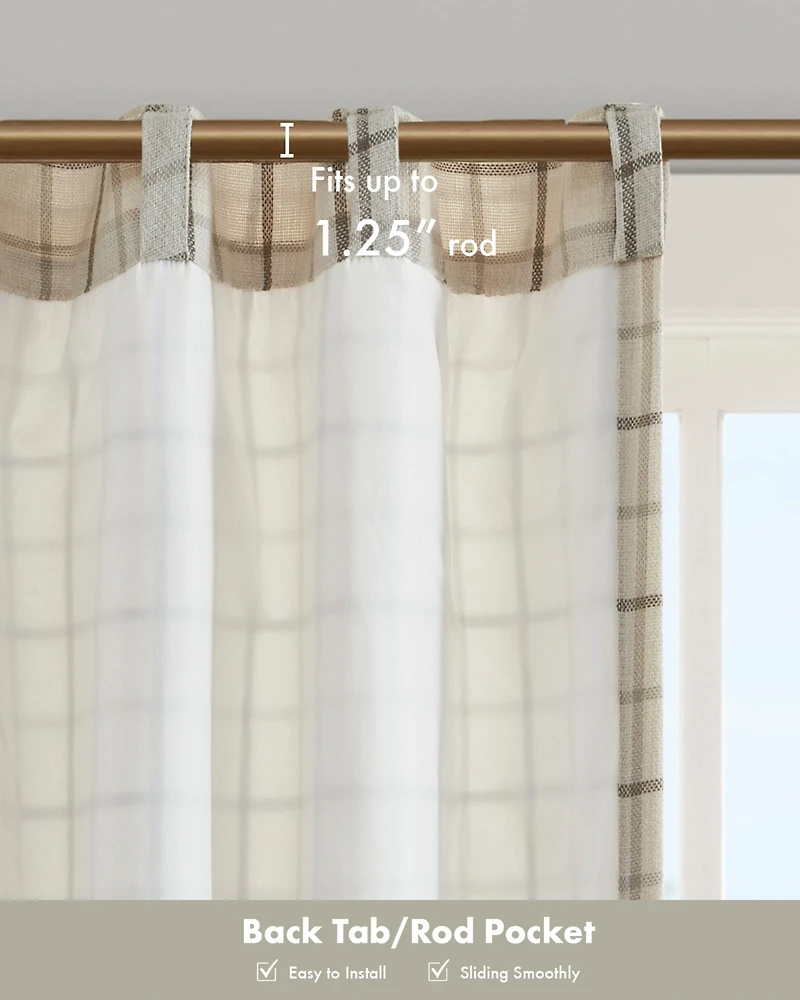 Anaheim Plaid Curtain 1 Panel for bedroom, Rob Pocket/Back Tab fit up to 1.25 inches rod Single Living Room