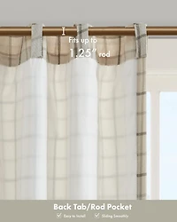 Anaheim Plaid Curtain 1 Panel for bedroom, Rob Pocket/Back Tab fit up to 1.25 inches rod Single Living Room