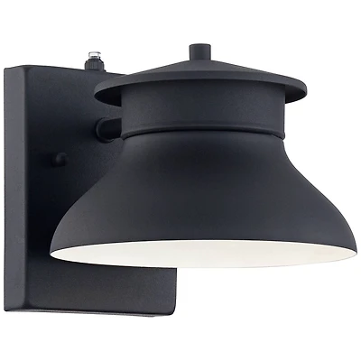 John Timberland Farmhouse Industrial Rustic Outdoor Barn Light Fixture Black Led Dusk to Dawn 6" for Exterior Deck House Porch Yard Patio Outside