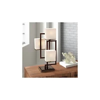 Possini Euro Design Lighting on the Square Modern Table Lamp 24" High Roman Bronze Metal Opal Glass Shade for Bedroom Living Room House Home Beds