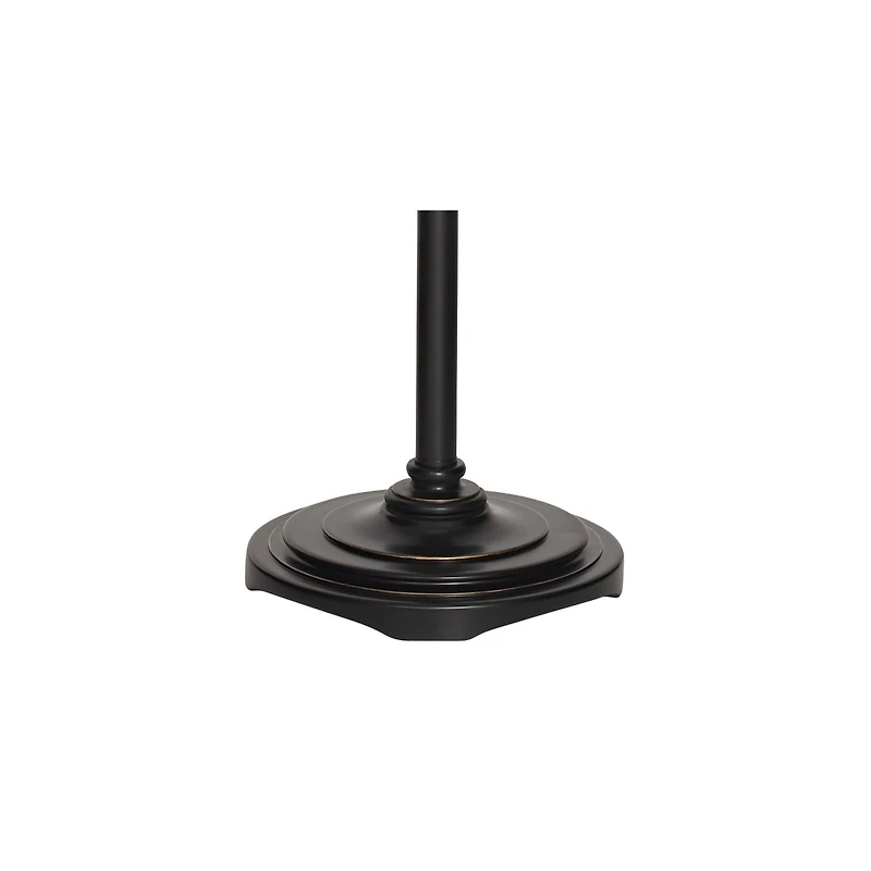 Regency Hill Traditional Swing Arm Floor Lamp 58" Tall Painted Black Bronze Swirl Font Faux Silk Beige Shade for Living Room Reading Office