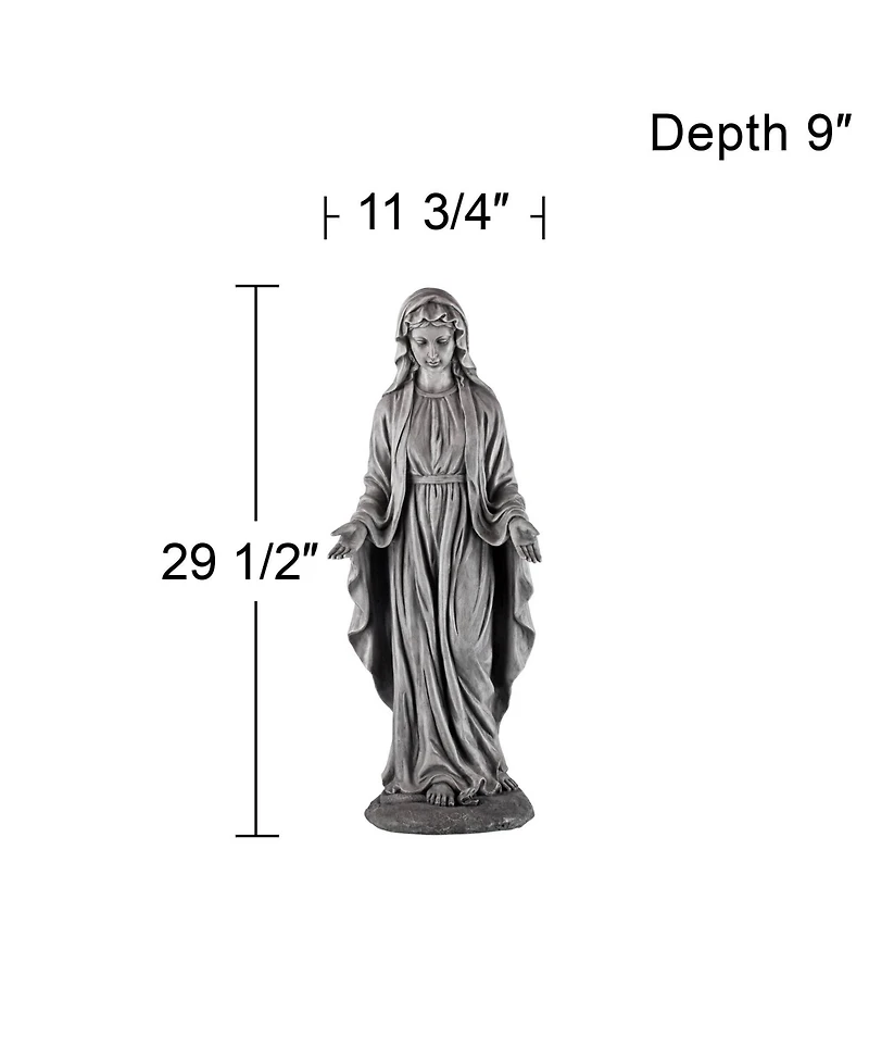 John Timberland Virgin Mary Statue Sculpture Catholic Decor Outdoor Garden Front Porch Patio Gray Stone Finish Ceramic 29" Tall