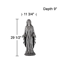 John Timberland Virgin Mary Statue Sculpture Catholic Decor Outdoor Garden Front Porch Patio Gray Stone Finish Ceramic 29" Tall