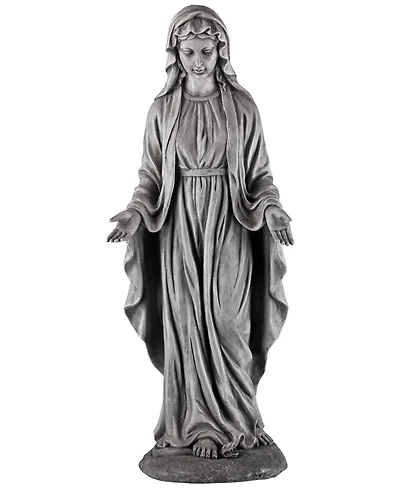 John Timberland Virgin Mary Statue Sculpture Catholic Decor Outdoor Garden Front Porch Patio Gray Stone Finish Ceramic 29" Tall
