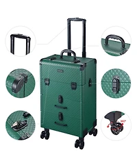 Byootique Rolling Makeup Train Case Cosmetic Organizer Trolley 2 Drawer Lockable