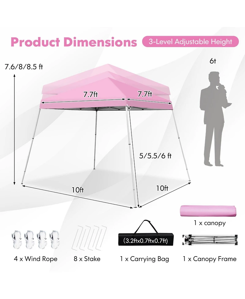 Slickblue 10 x 10 Feet Outdoor Instant Pop-up Canopy with Carrying Bag