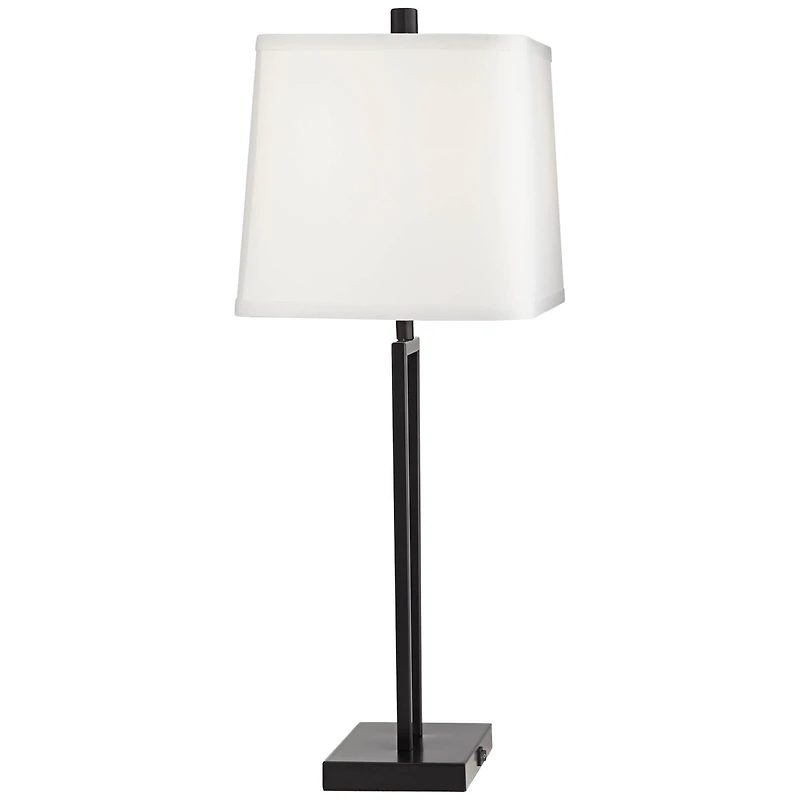 360 Lighting Cole Modern Table Lamps 27" Tall Set of 2 Black Metal with Usb Charging Ports White Rectangular Shade for Bedroom Living Room Bedsid