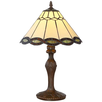 Robert Louis Tiffany Camile Traditional Tiffany Style Accent Table Lamp 18 1/2" High Antique Bronze Brown Woven Art Glass Shade Decor for Bedroom Hous