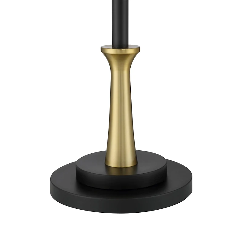 Possini Euro Design Modern Downbridge Floor Lamp 64" Tall Black Brass Metal Linen Drum Shade for Living Room Reading Bedroom Home