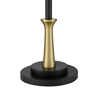 Possini Euro Design Modern Downbridge Floor Lamp 64" Tall Black Brass Metal Linen Drum Shade for Living Room Reading Bedroom Home