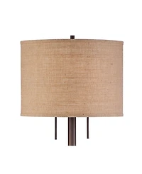 Possini Euro Design Garth Modern Floor Lamp Standing 63 1/2" Tall Oil Rubbed Bronze Burlap Fabric Drum Shade for Living Room Bedroom Office House