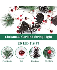 Yescom Christmas Garland with Lights,7.8Ft Battery Operated 20 Pcs Led String Lights with Pine Cone