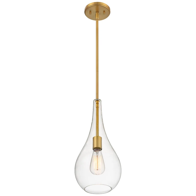Possini Euro Design Soft Gold Mini Pendant 7 1/2" Wide Modern Clear Glass Shade Fixture for Dining Room House Home Foyer Kitchen