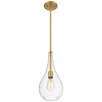 Possini Euro Design Soft Gold Mini Pendant 7 1/2" Wide Modern Clear Glass Shade Fixture for Dining Room House Home Foyer Kitchen