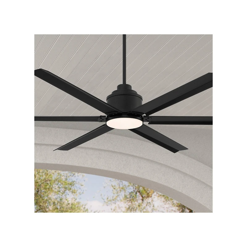 65" Casa Vieja Modern Industrial Outdoor Ceiling Fan with Dimmable Led Light Remote Control Matte Black Wet for Patio Exterior