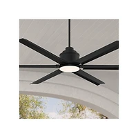 65" Casa Vieja Modern Industrial Outdoor Ceiling Fan with Dimmable Led Light Remote Control Matte Black Wet for Patio Exterior