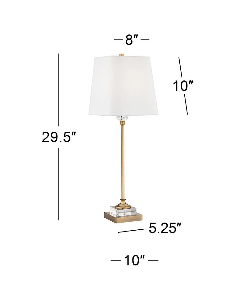 Regency Hill Julia Traditional Buffet Table Lamp 29 1/2" Tall Gold Crystal with Table Top Dimmer Fabric Tapered Drum Shade for Living Room Dining