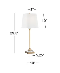 Regency Hill Julia Traditional Buffet Table Lamp 29 1/2" Tall Gold Crystal with Table Top Dimmer Fabric Tapered Drum Shade for Living Room Dining