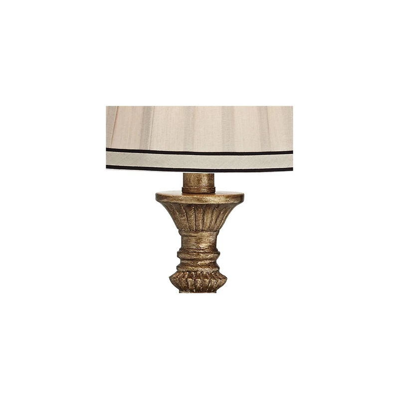 Ribbed Traditional Rustic Accent Table Lamp 18" High Antique Gold Beige Fabric Pleated Empire Shade Decor for Bedroom Living Room House Home Beds