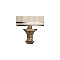 Ribbed Traditional Rustic Accent Table Lamp 18" High Antique Gold Beige Fabric Pleated Empire Shade Decor for Bedroom Living Room House Home Beds