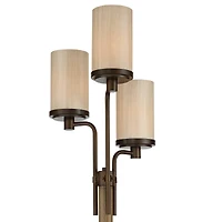 Franklin Iron Works Astoria Rustic Farmhouse Floor Lamp 71" Tall Bronze Faux Wood 3 Light Tree Tea Alabaster Glass for Living Room Bedroom Office