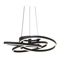 Possini Euro Design McKenna Sanded Black Pendant Light 26 1/2" Wide Modern Ribbon Led Fixture for Dining Room House Kitchen Island