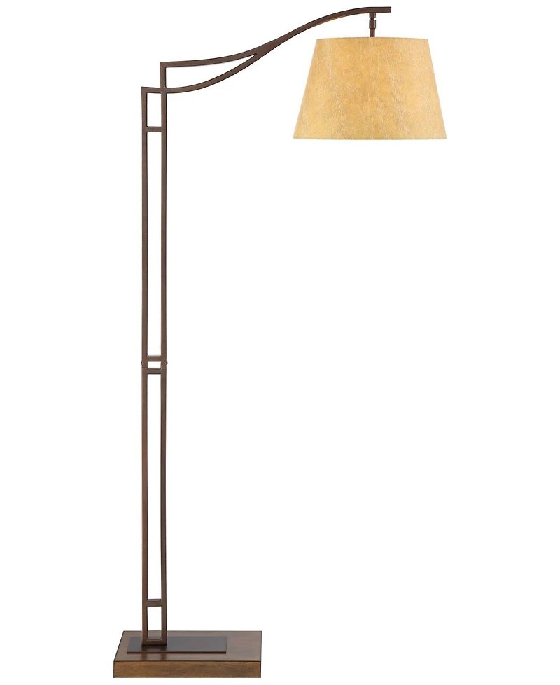 Franklin Iron Works Tahoe Rustic Industrial Downbridge Arc Floor Lamp 60" Tall Bronze Metal Faux Leather Empire Shade for Living Room Reading Bed
