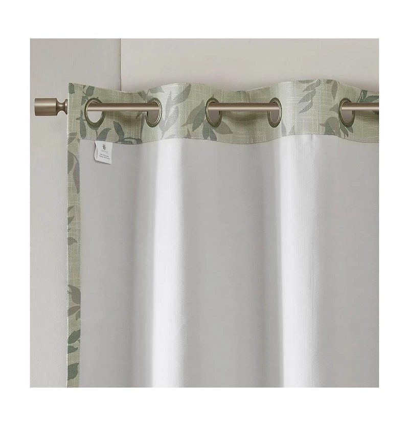 SunSmart Julie Botanical Blackout Curtain Panel for Bedroom, Grommet Top Single Living Room, Width 50 length 95 inches, Yellow Window Pane