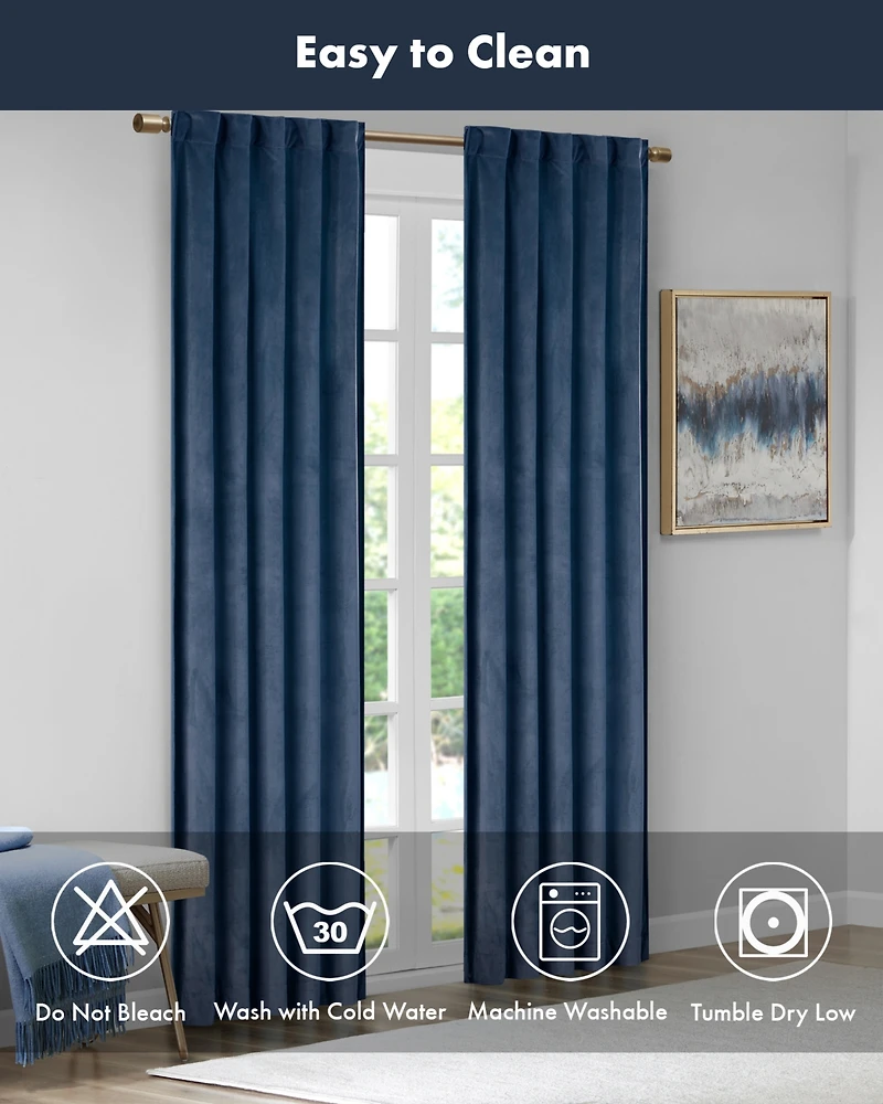 510 Design Colt Room Darkening Velvet Thermal Insulated Curtain Panel Pair, 37"W x 84"L