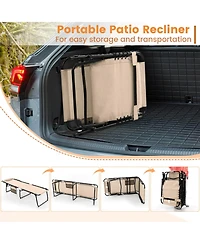 Costway 2 Pcs Patio Folding Chaise Lounge Chair Portable Sun Lounger with Adjustable Backrest