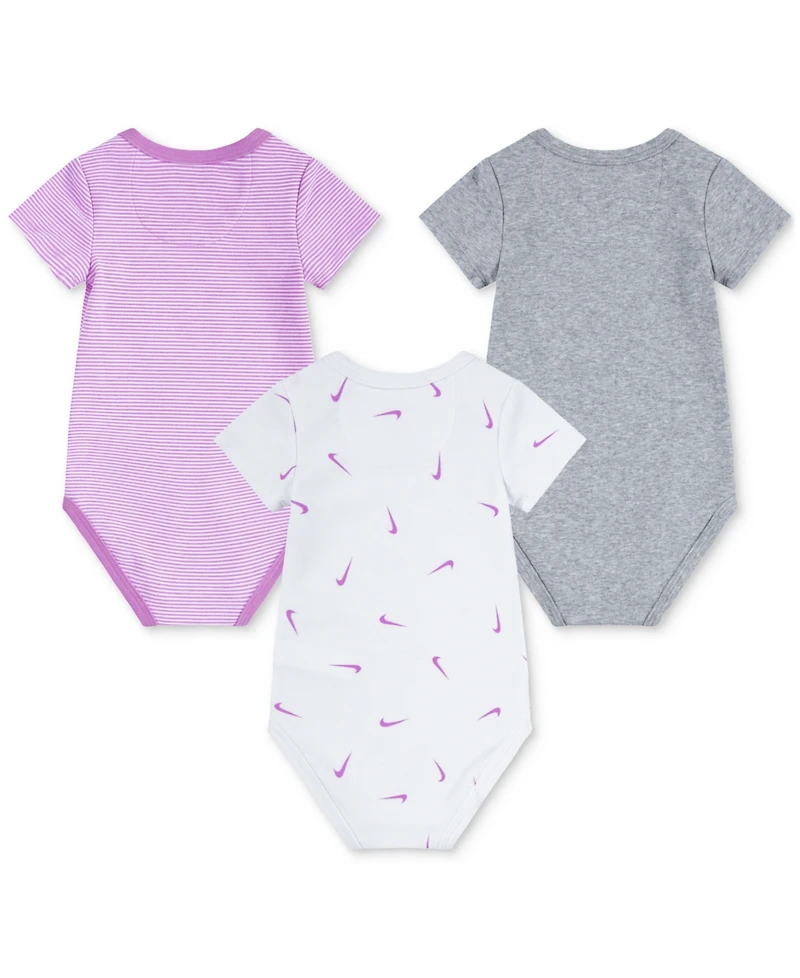 Nike Baby Boys or Girls Essentials Bodysuits, Pack of 3