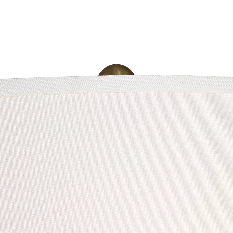 360 Lighting Spenser Vintage Floor Lamp 58" Tall Brushed Antique Brass Metal Off White Linen Drum Shade for Living Room Bedroom Office House Home